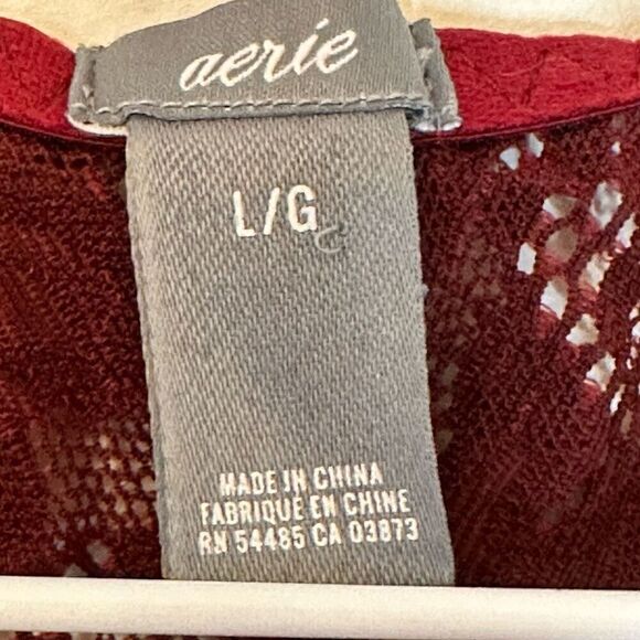 Aerie Floral Lace Sexy Full Coverage Wireless Racerback Bralette Burgundy Large - Picture 4 of 4